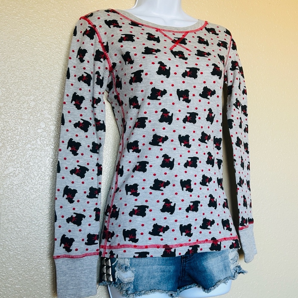🐾 Scottie Dog Thermal Y2K Long Sleeve Shirt Small NWOT